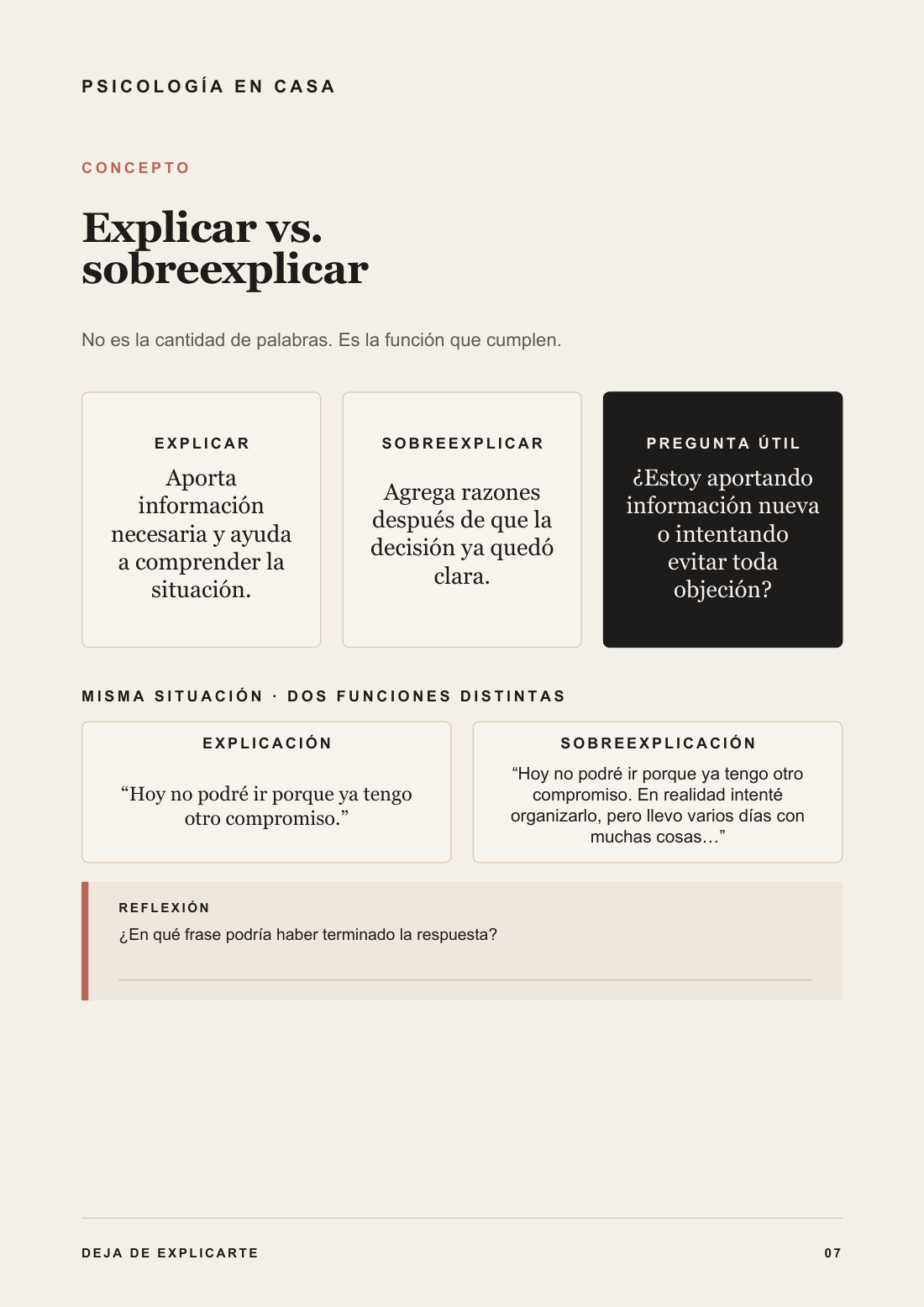 Página real del workbook: Explicar vs sobreexplicar